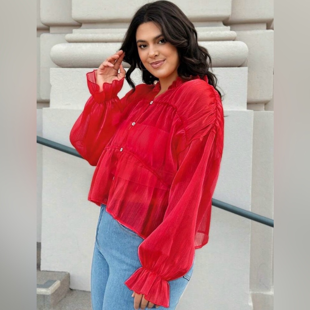 Sheer Button Up Blouse